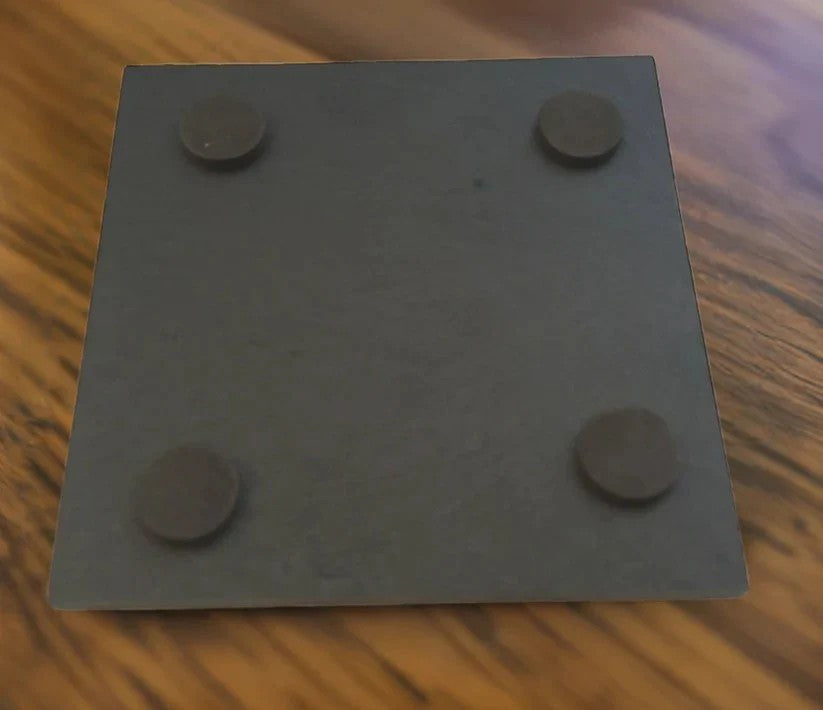 Set of 4, Country- Hedgehog Scene- Square Slate Coasters with Bumper Feet.