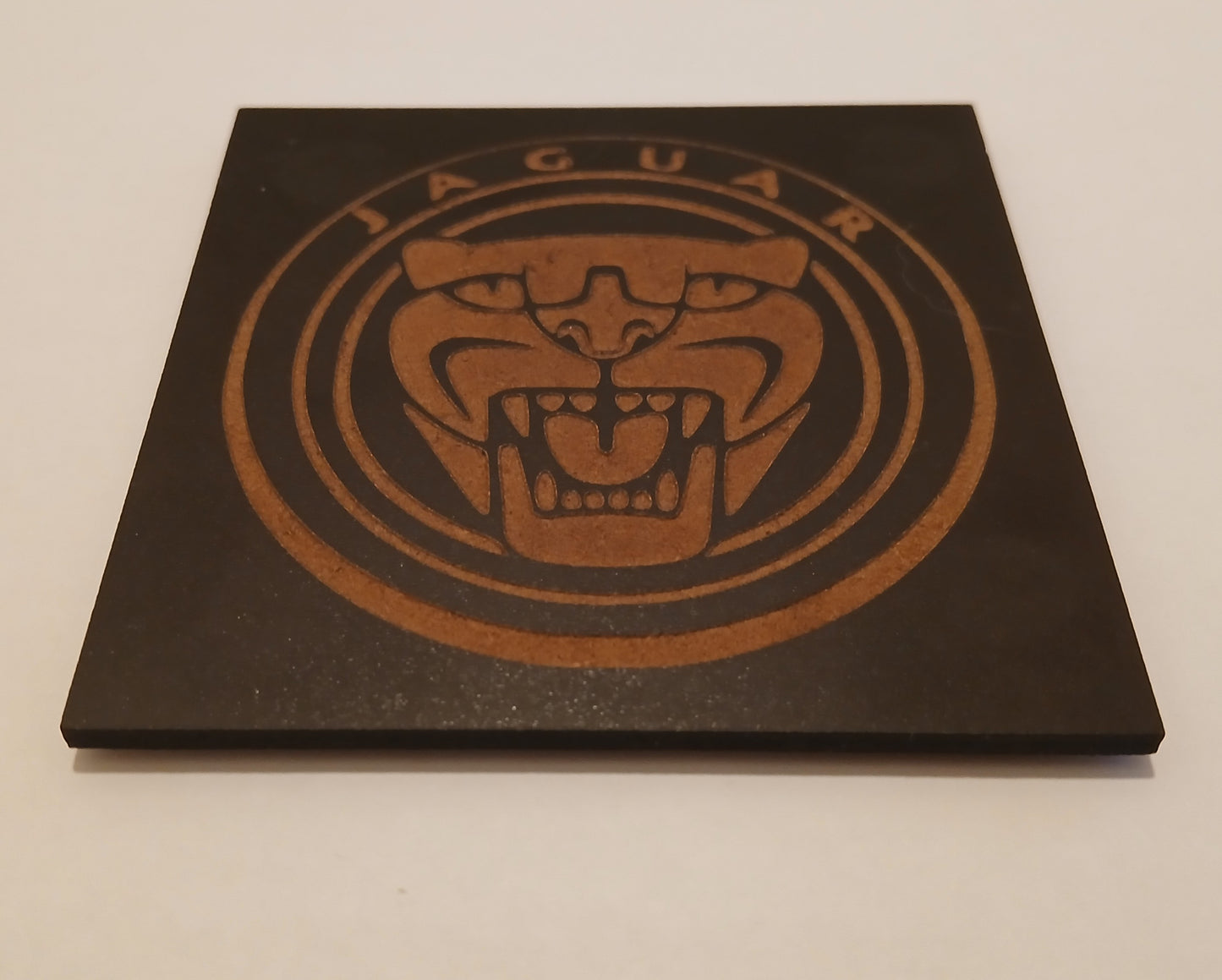 Set of 6. Wood Motoring Themed coasters. 9.5CM X 9.5CM. With Bumper Feet.