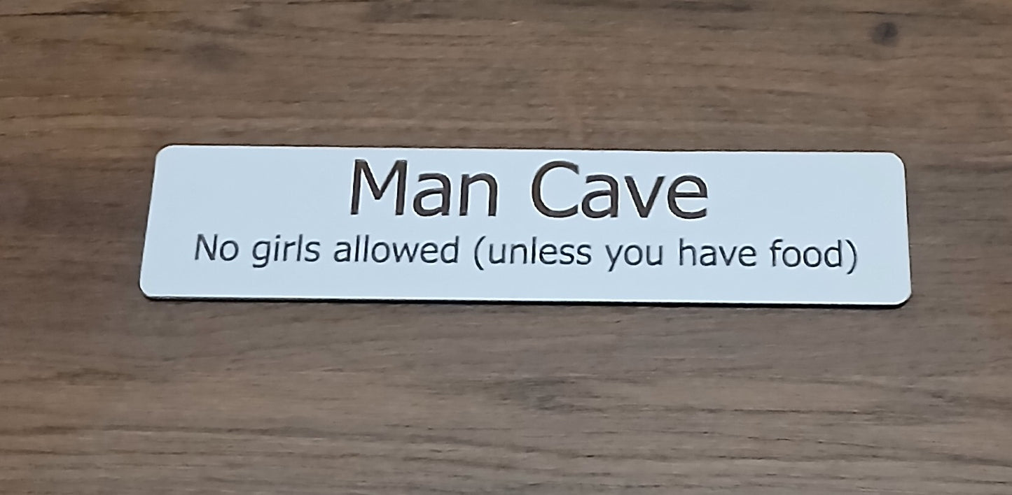 Man Cave Door / Bedroom Sign, White Wood Collection.