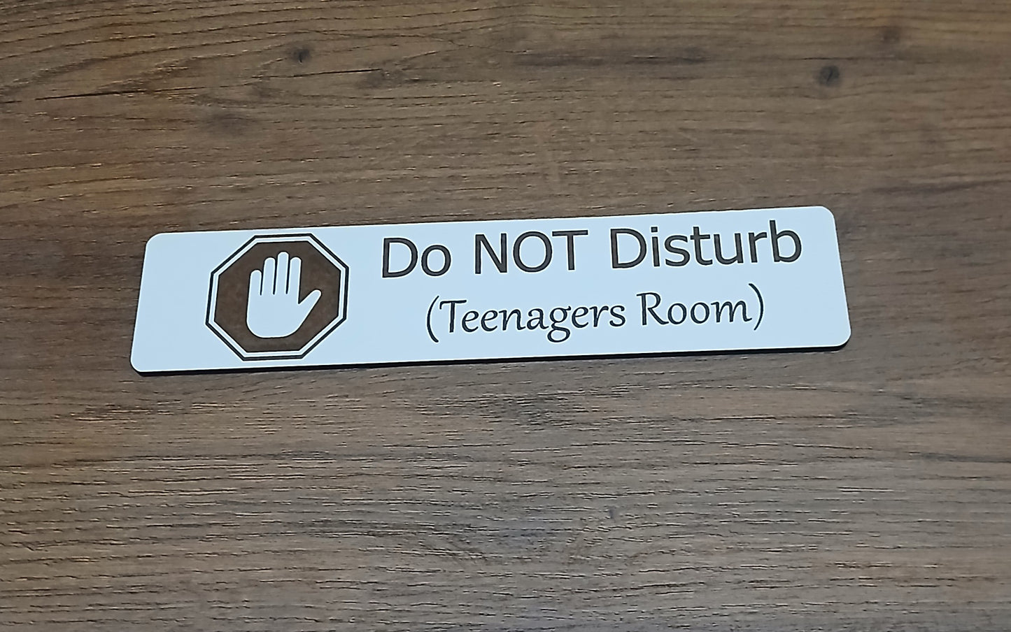 Teenager Bedroom Door Sign - Do not Disturb. White Wood Collection. With adhesive backing tape.