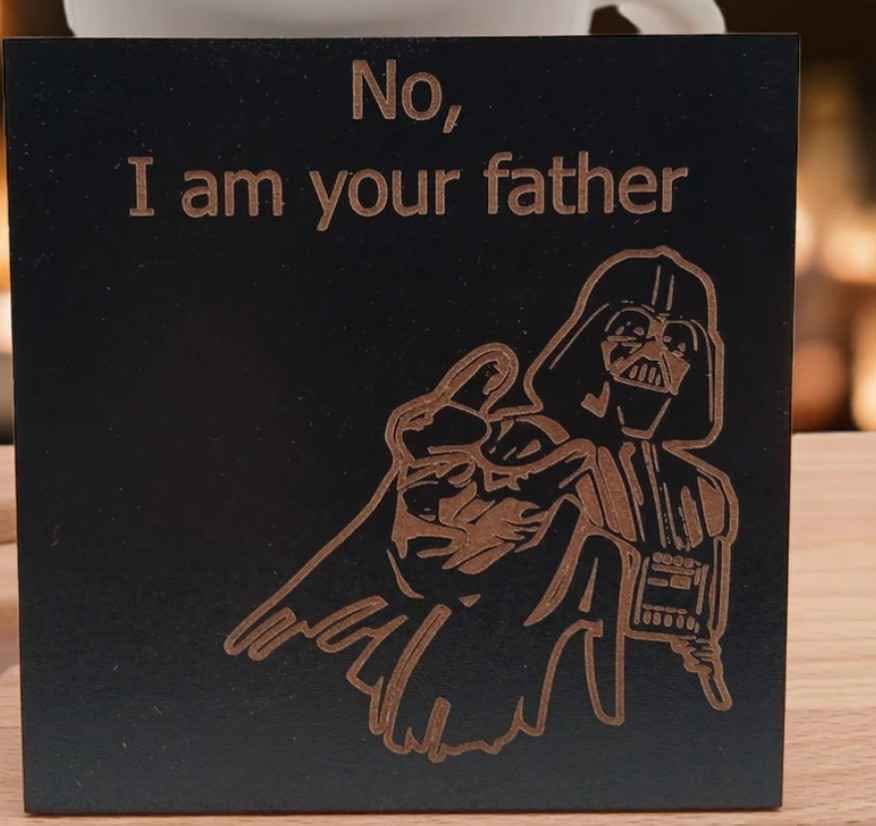 Set of 5 Star Wars Characters and Quotes, Wood Drink Coaster with Bumper Feet