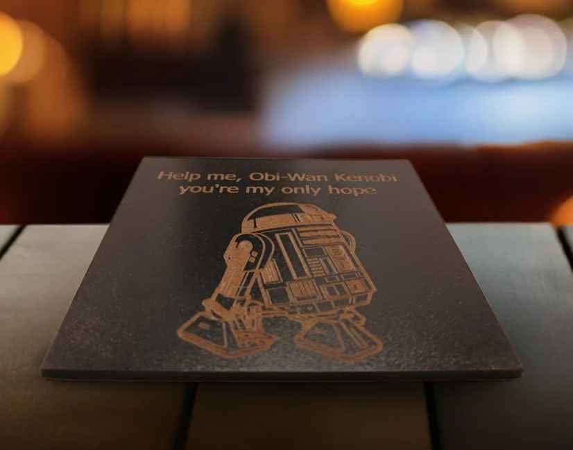 Set of 5 Star Wars Characters and Quotes, Wood Drink Coaster with Bumper Feet