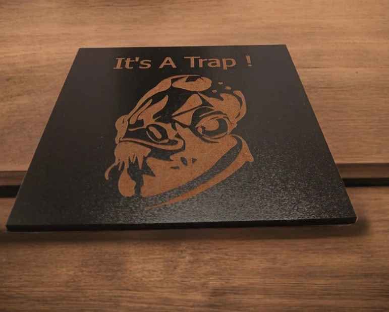 Set of 5 Star Wars Characters and Quotes, Wood Drink Coaster with Bumper Feet