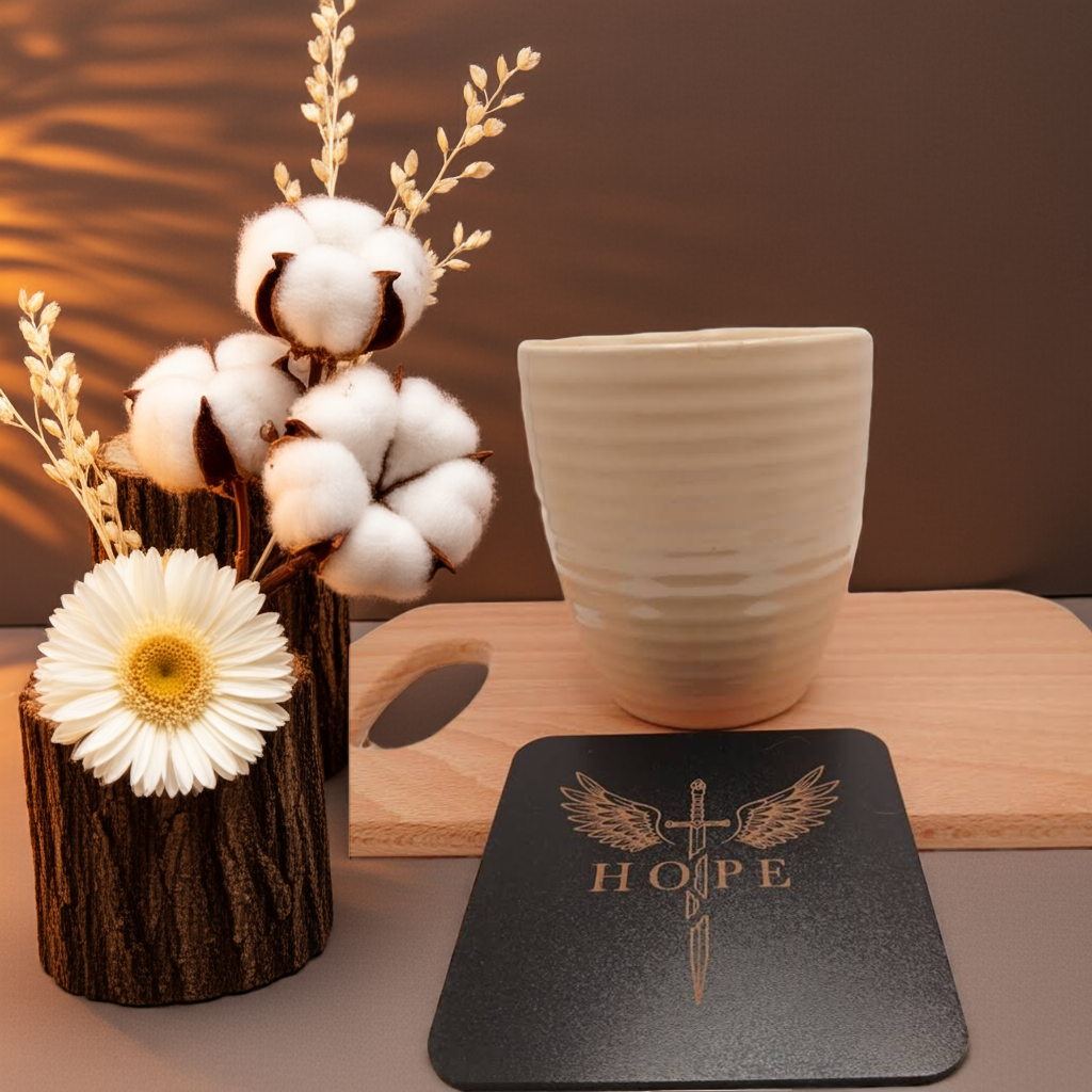 6 Wooden Coasters. Swords Collection. (3 Designs), Square. Black Wood Collection.
