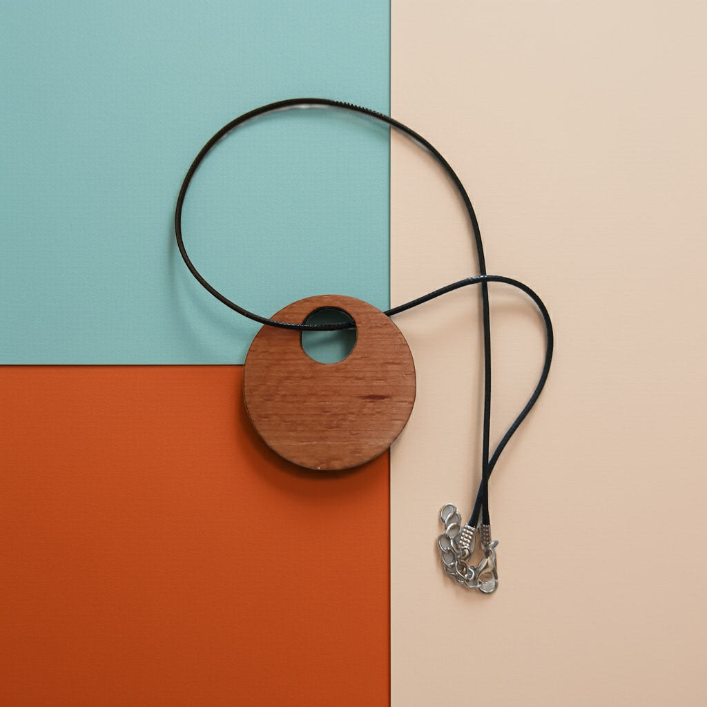 Beautiful Wood Mandala Pattern Engraved Pendant with waxed necklace. Pendant measures 50mm diameter