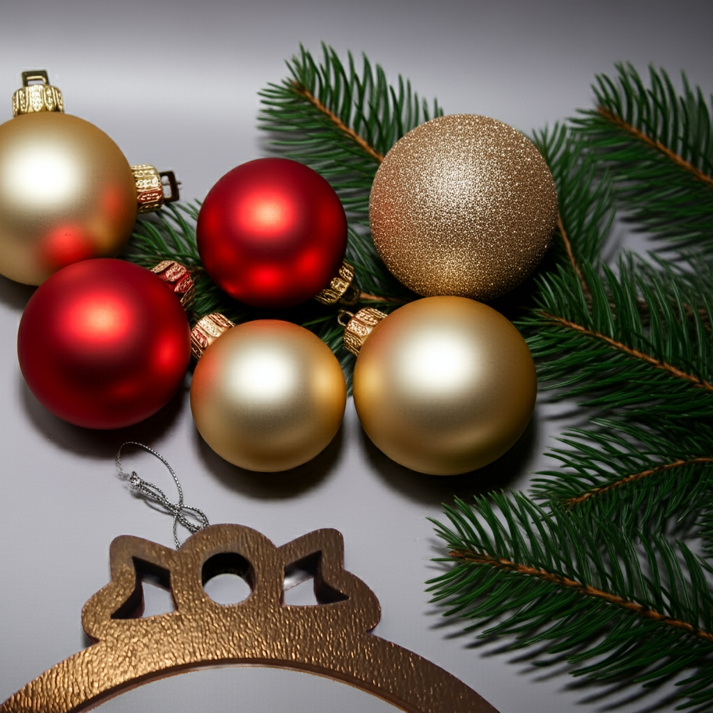 Set of 4, Black and White Wood Christmas Baubles, 95mm x 85xx x 0.5mm.