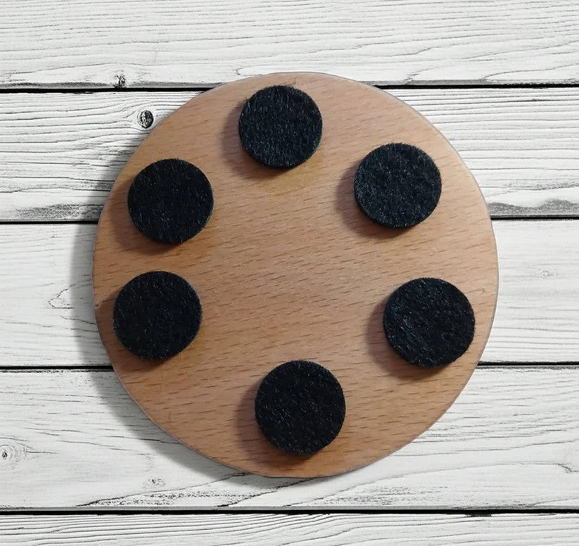 Set of 6, Steamed Beech Drink Coasters with a Sleek Bird Engraving, with Bumper Feet.