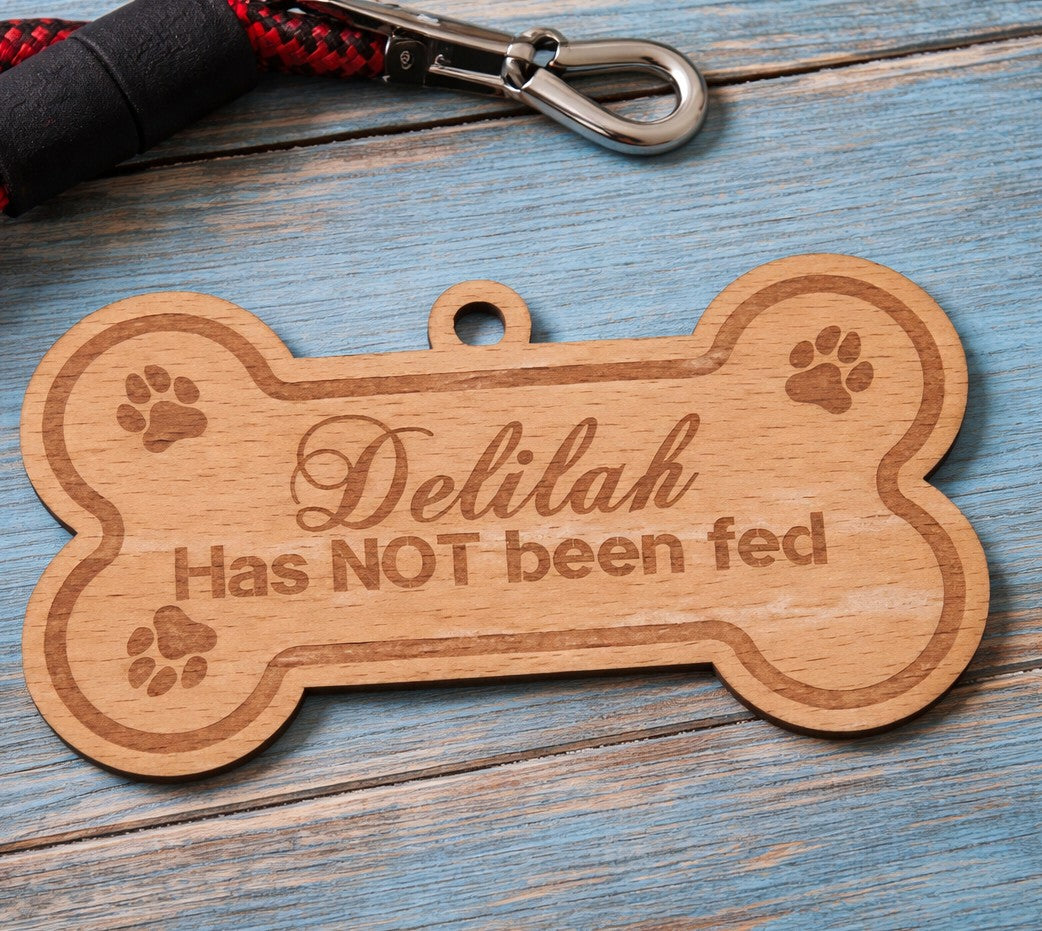 Personalised Wooden Dog Name Bone Shaped Sign Hanging Plaque Paw Bed Cage Gift. Any font and any text.