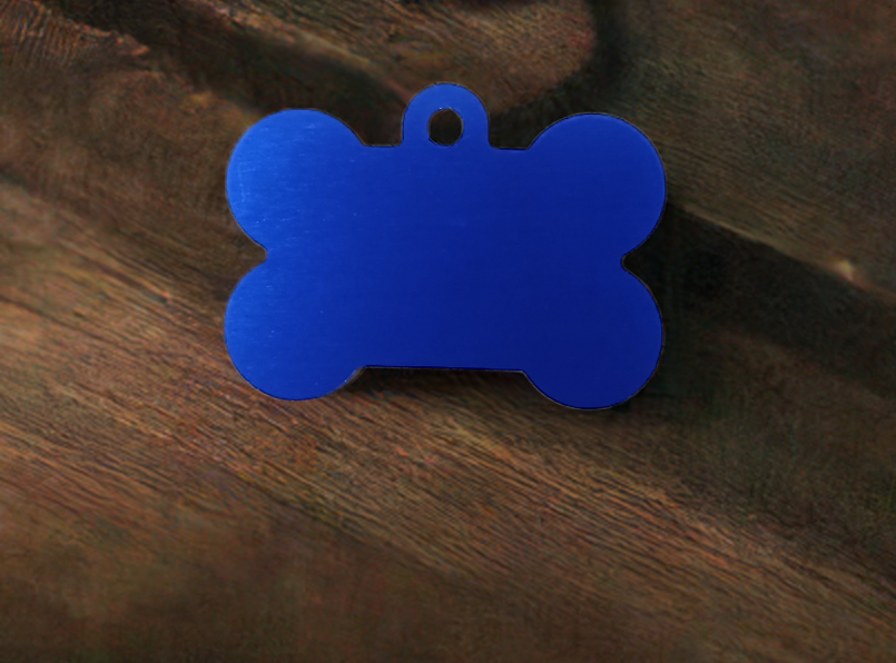 Dog ID Tags. Bone Shaped, with Steel Ring Loop. Variety of Colours. Suits Medium to Larger dogs.