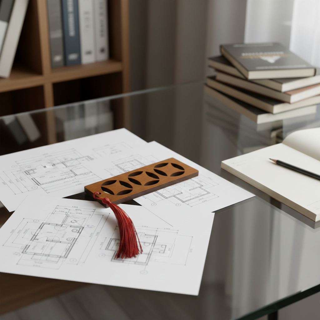 Exquisite Steamed Beech Bookmark with stylish cut-outs, 13.8cm in length, with tassel.