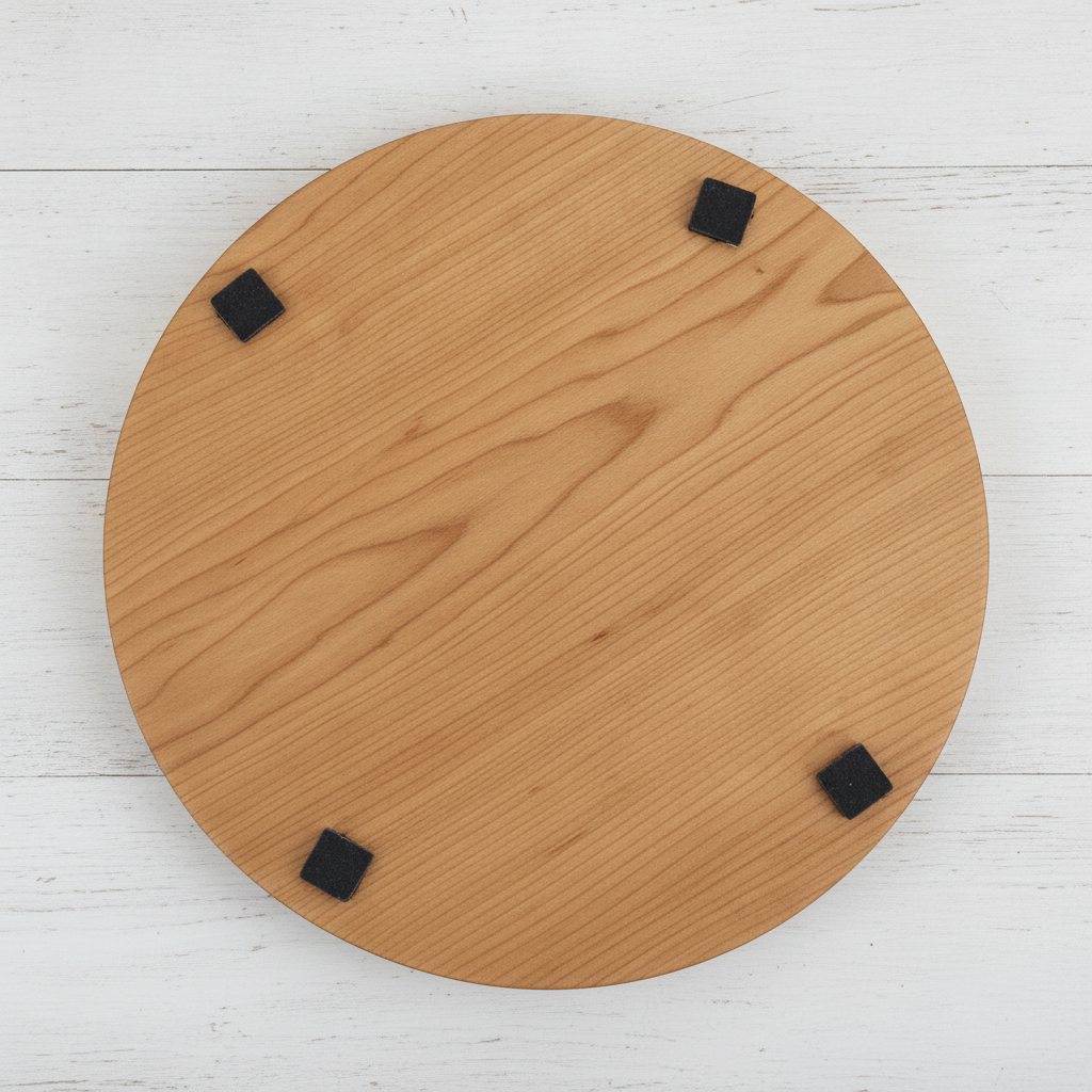Round End Grain Hard Maple Chopping Board 320mm x 40mm | Solid Wood Butcher Block with Non-Slip Feet