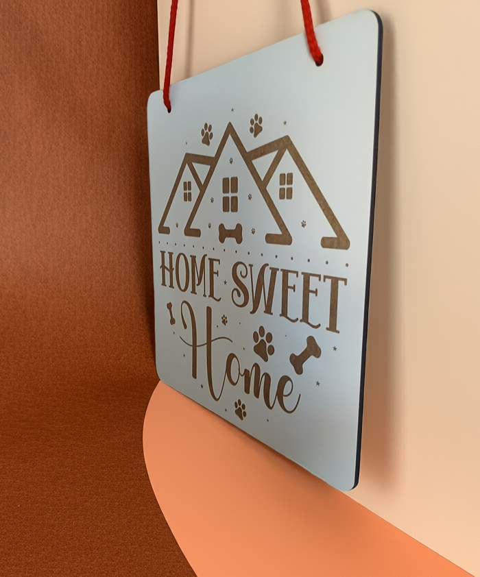 Dog Themed Home Sweet Home Sign, for hanging or affix to wall with our strong, leave no marks adhesive tape.