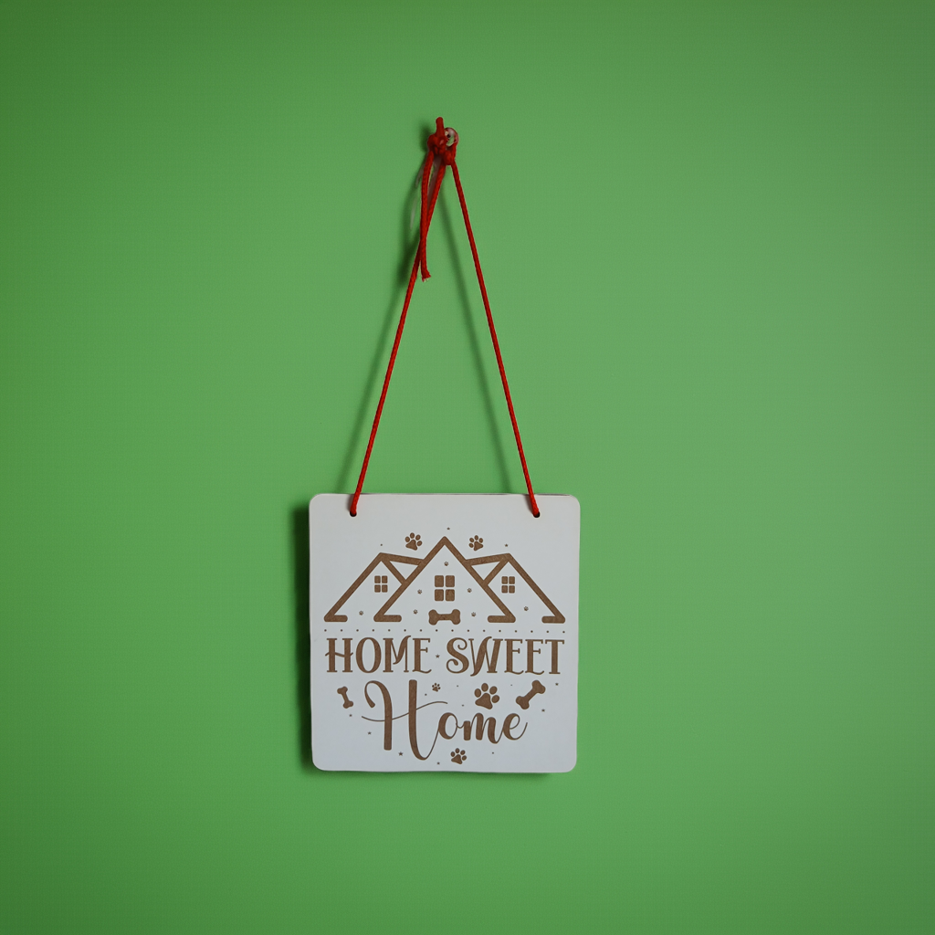 Dog Themed Home Sweet Home Sign, for hanging or affix to wall with our strong, leave no marks adhesive tape.