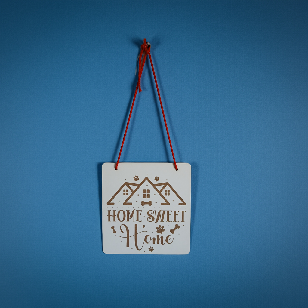 Dog Themed Home Sweet Home Sign, for hanging or affix to wall with our strong, leave no marks adhesive tape.