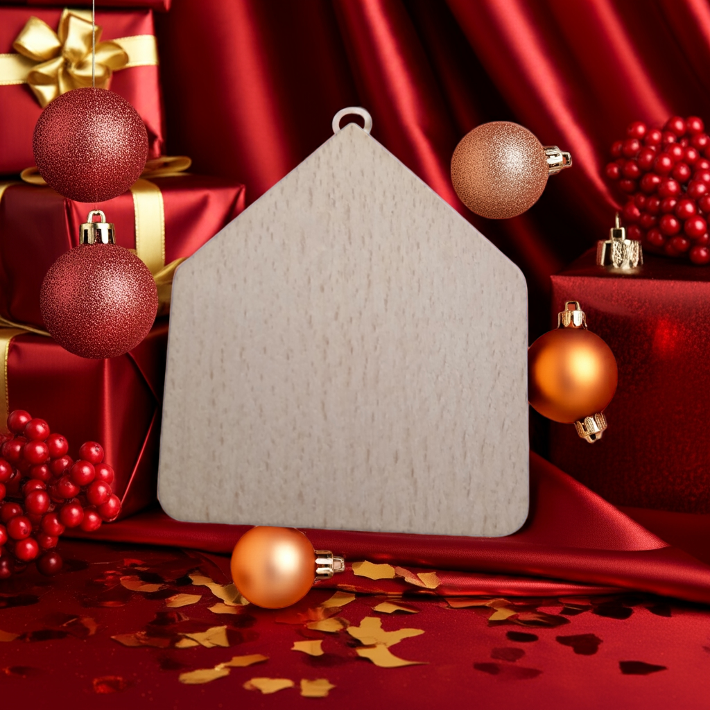 Personalise Christmas Baubles. White wood on Beech Wood. Engrave name on back.