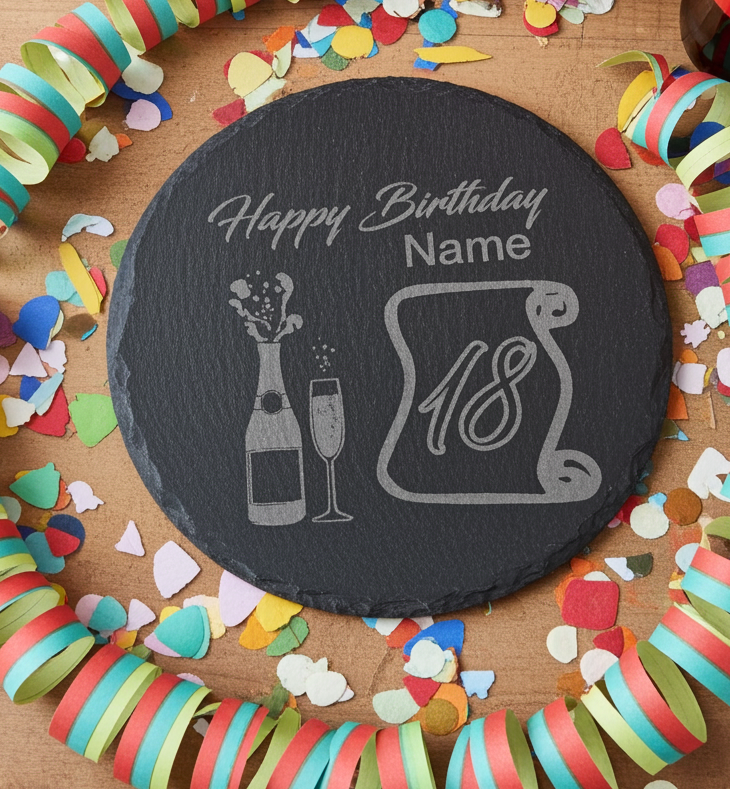 Personalised Chunky Slate Coasters, with anti-skid feet - Birthday.