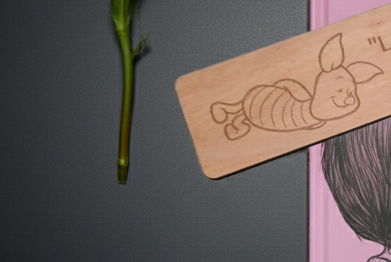 Piglet- Winnie-The-Pooh- Steamed Beech Bookmark, engraved with quote. Tassel attached.