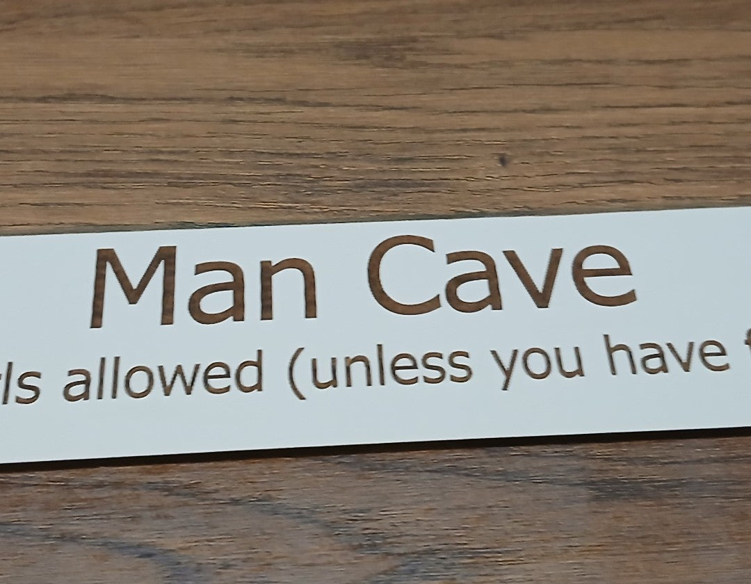 Man Cave Door / Bedroom Sign, White Wood Collection.