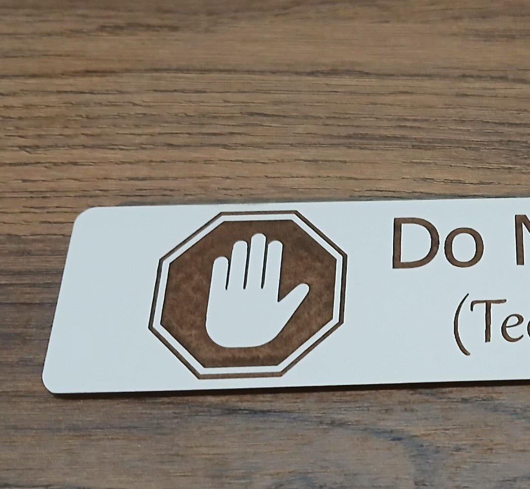 Teenager Bedroom Door Sign - Do not Disturb. White Wood Collection. With adhesive backing tape.