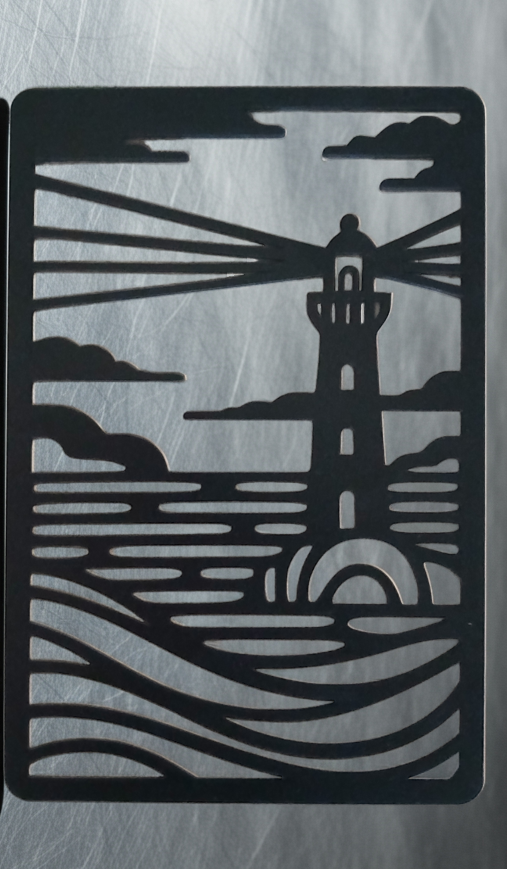 Seascape and Lighthouse Wall Art. Black Wood Cut out. 270mm x 180mm x 3mm.