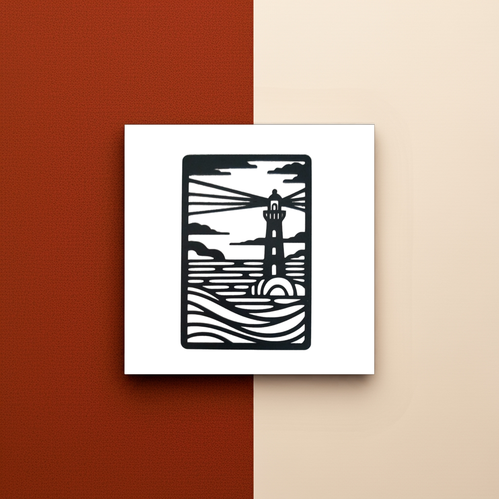 Seascape and Lighthouse Wall Art. Black Wood Cut out. 270mm x 180mm x 3mm.