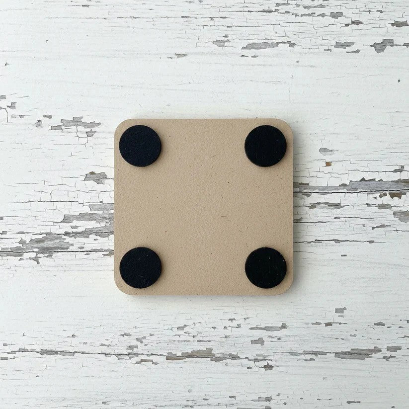 Set of 4, White Wood, Magic Potion Engraved Drink Coasters , with Bumper Feet.