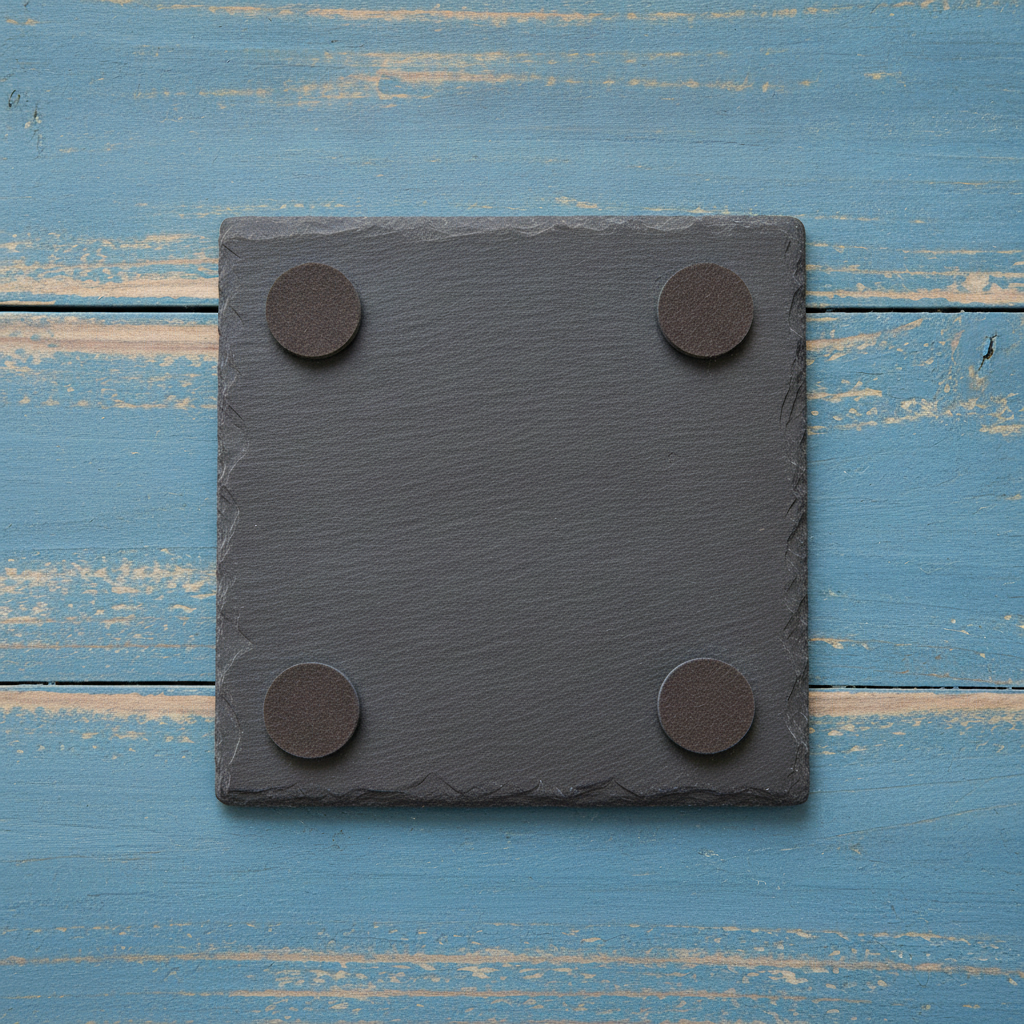 Set of 4, Cute Bird in Shawl Slate Coasters | Engraved Owl Drink Coasters with Foam Bumper Feet | Cosy Bird Lover Gift, Rustic Nature Table Décor.