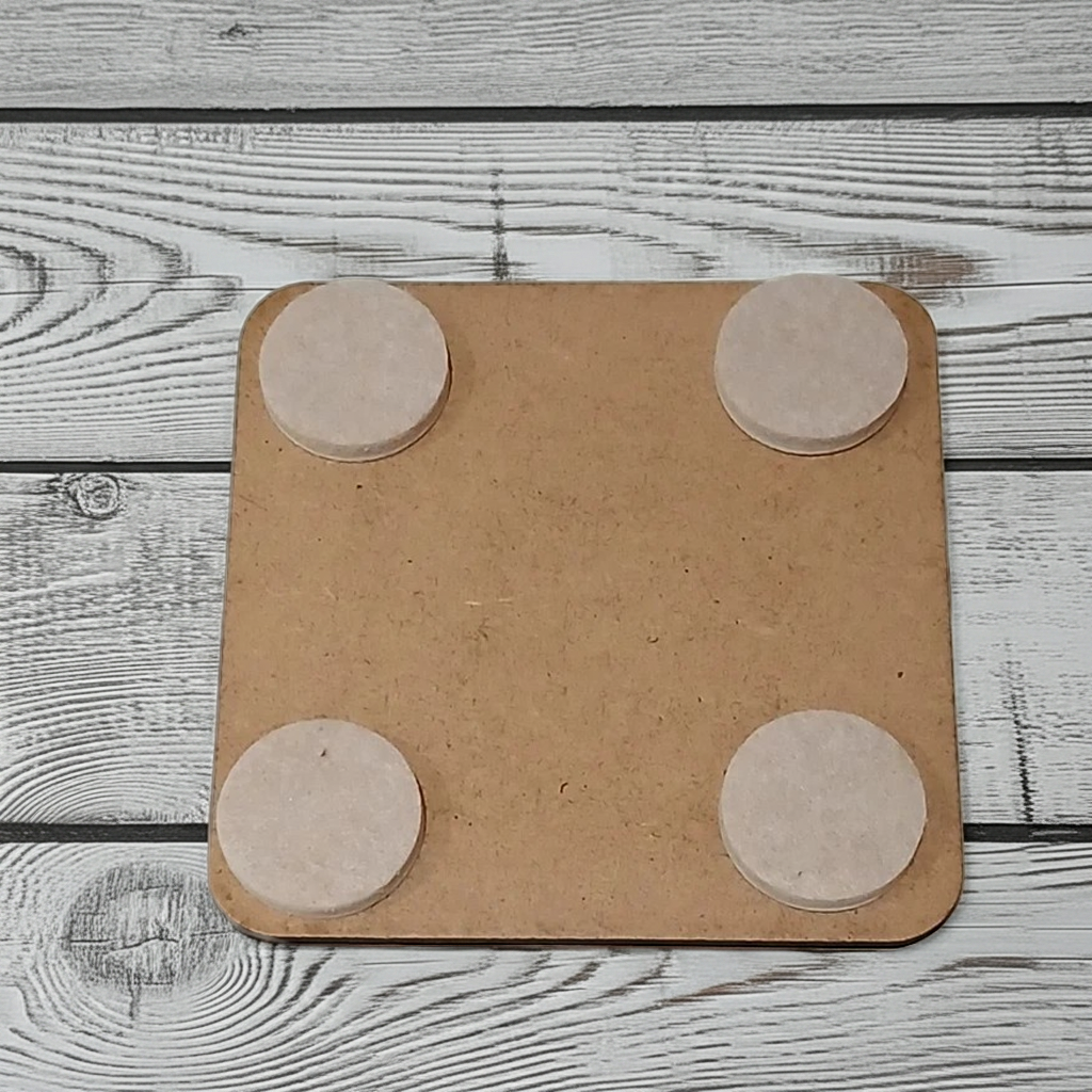 Set of 4, Square - Cool Dog Dude - Wood Drink Coasters with Bumper Feet.