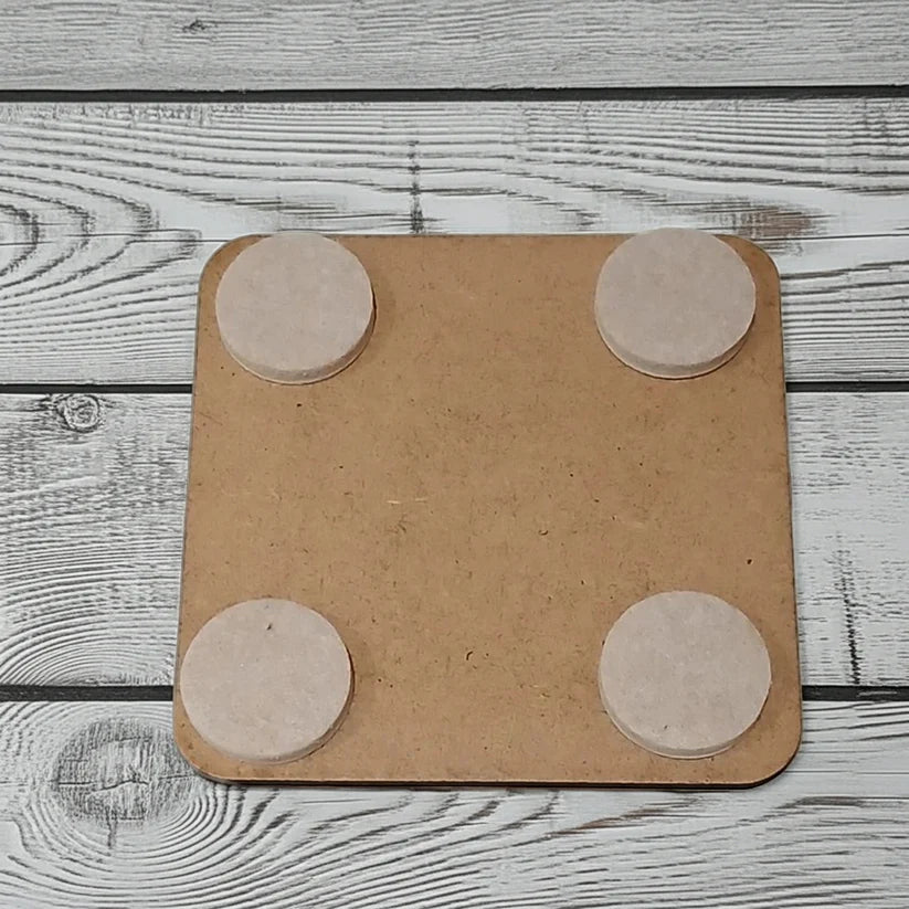 Set of 5, Exquisite White Topped Wood Drink Coasters, "Birds in Branches" Collection. 9.5cm Square with bumper feet.