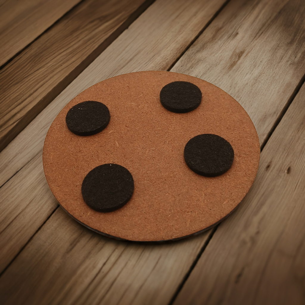 Set of 6 Car Logo Theme Round Wood Drink Coasters. Stylish and made to order. With Bumper Feet.