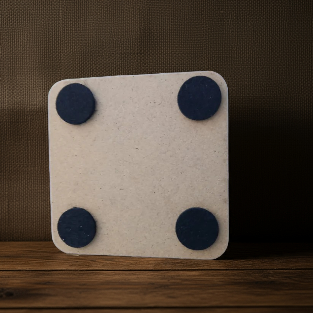 Set of 6 White Wood, Great Britain Theme Collection, Drink Coasters with Bumper Feet. 9.5CM X 9.5CM.