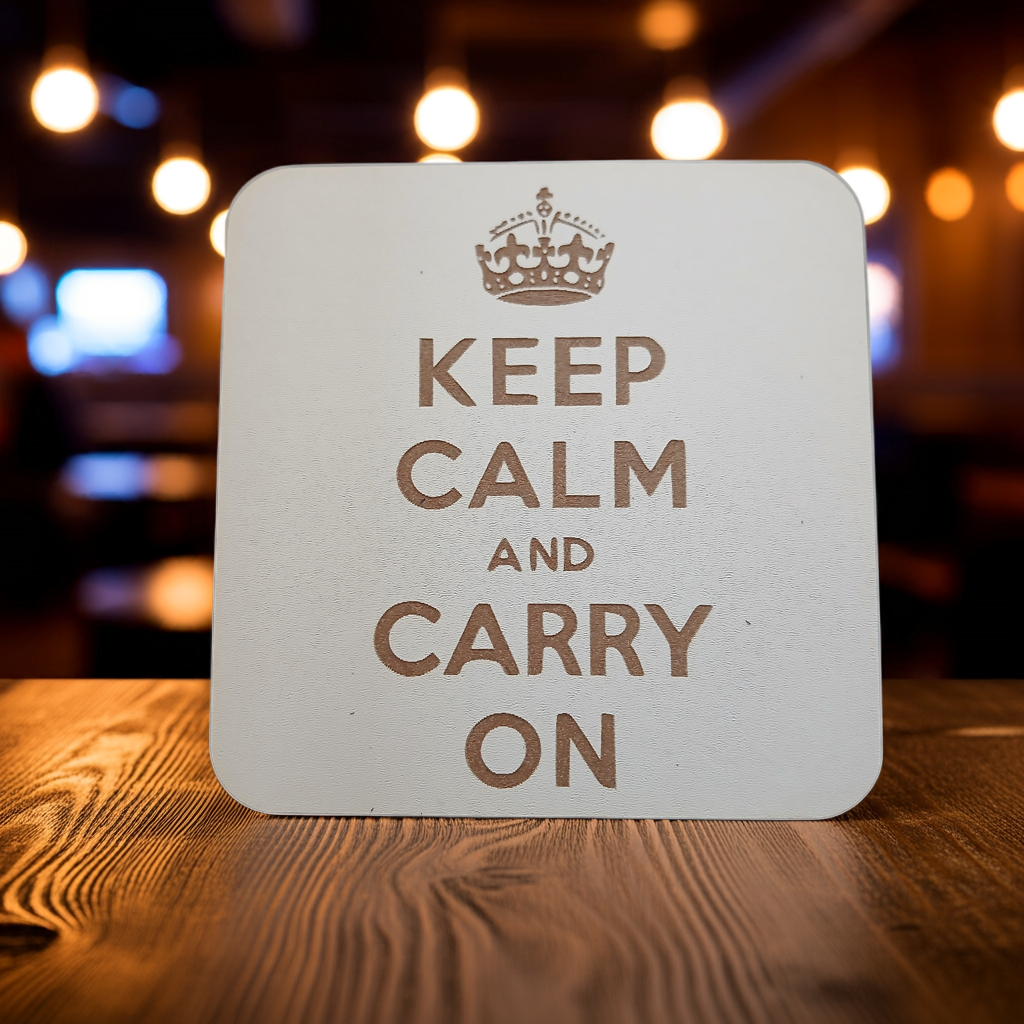 Set of 6 White Wood, Great Britain Theme Collection, Drink Coasters with Bumper Feet. 9.5CM X 9.5CM.