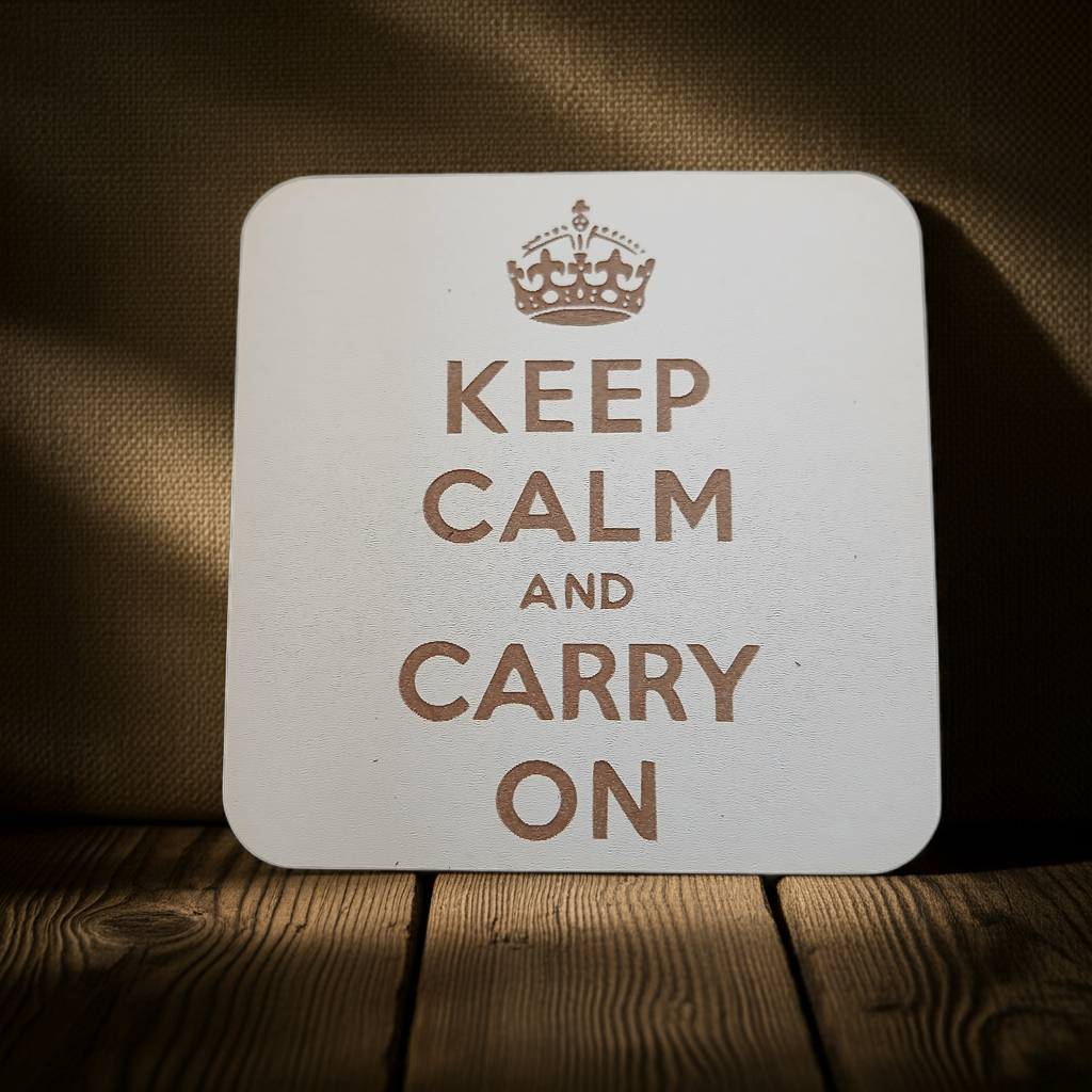 Set of 6 White Wood, Great Britain Theme Collection, Drink Coasters with Bumper Feet. 9.5CM X 9.5CM.