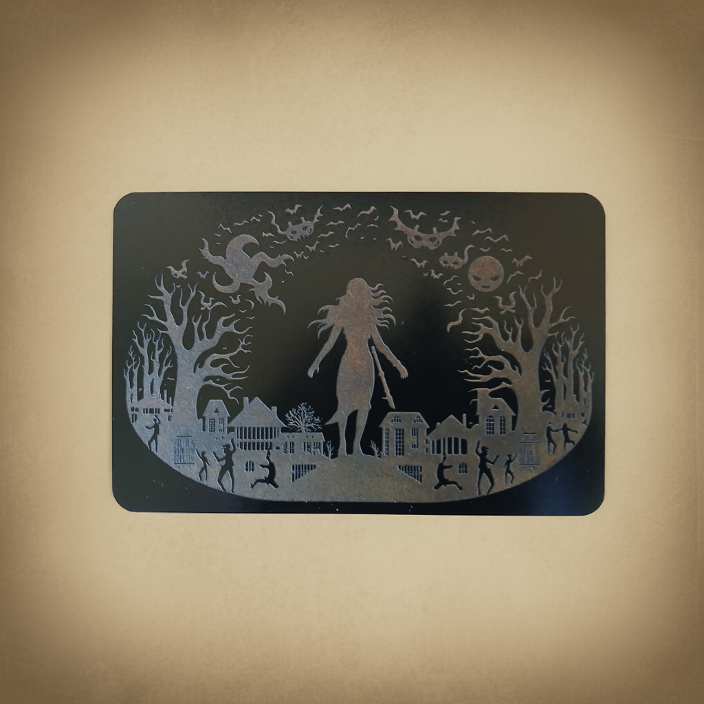 Spooky Halloween Plague, affix to wall with our Strong non-marking tape. 130mm x 210mm x 3mm.