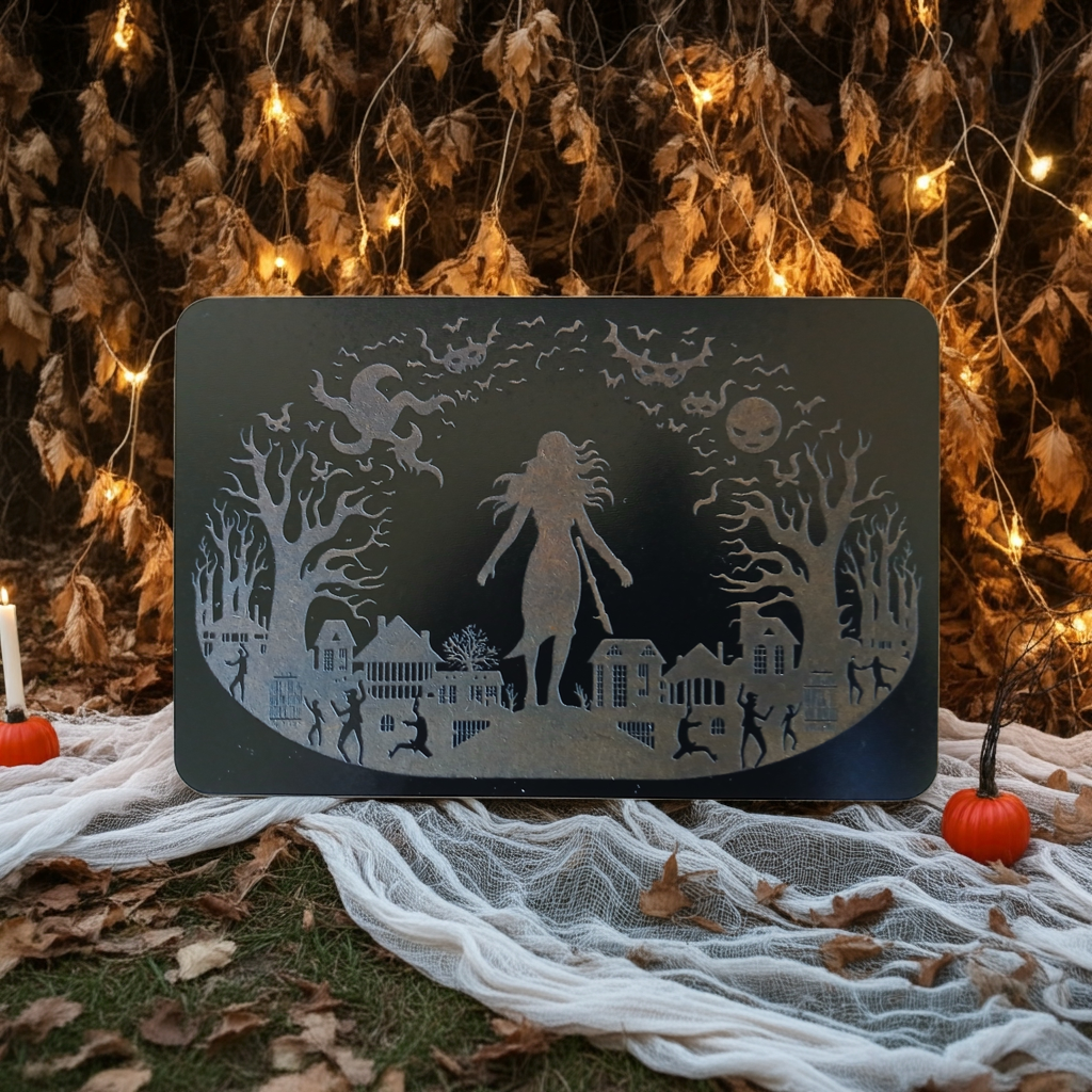 Spooky Halloween Plague, affix to wall with our Strong non-marking tape. 130mm x 210mm x 3mm.