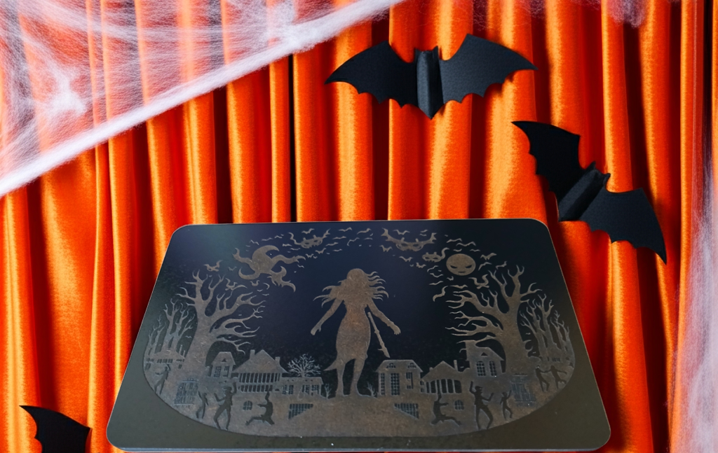 Spooky Halloween Plague, affix to wall with our Strong non-marking tape. 130mm x 210mm x 3mm.