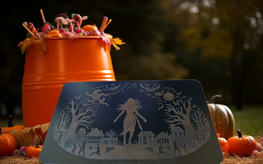 Spooky Halloween Plague, affix to wall with our Strong non-marking tape. 130mm x 210mm x 3mm.