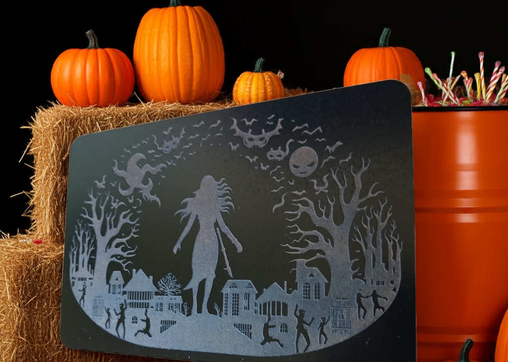 Spooky Halloween Plague, affix to wall with our Strong non-marking tape. 130mm x 210mm x 3mm.