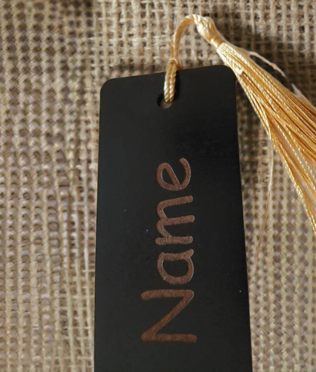 X 2 Wood Personalised Bookmarks. Exquisite Engravings and Your Customised Name. Floral Engraving