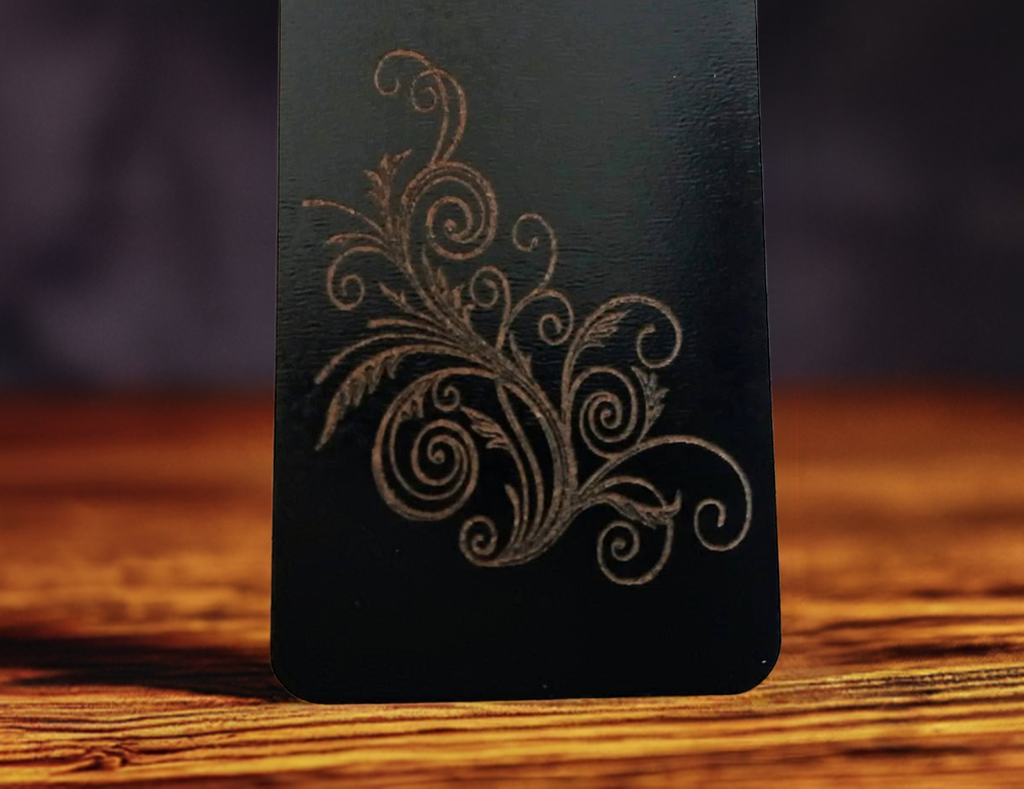 X 2 Wood Personalised Bookmarks. Exquisite Engravings and Your Customised Name. Floral Engraving