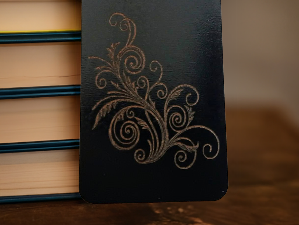 X 2 Wood Personalised Bookmarks. Exquisite Engravings and Your Customised Name. Floral Engraving