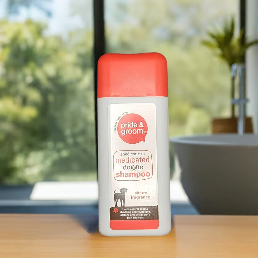 Pride and Groom-Cherry Medicated Shampoo 300mls for Dogs.