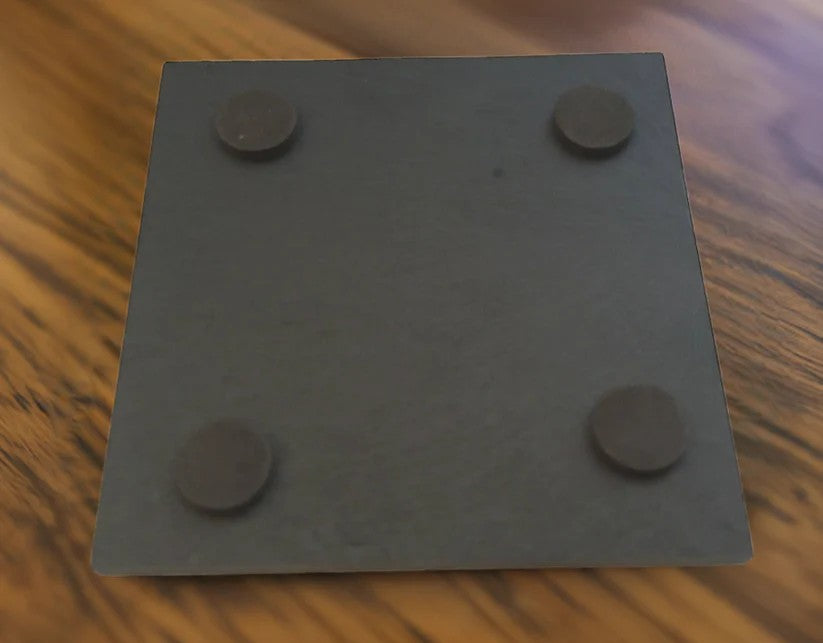 Round or Square, Slate Dog & Dog Christmas Coasters with Bumper Feet.