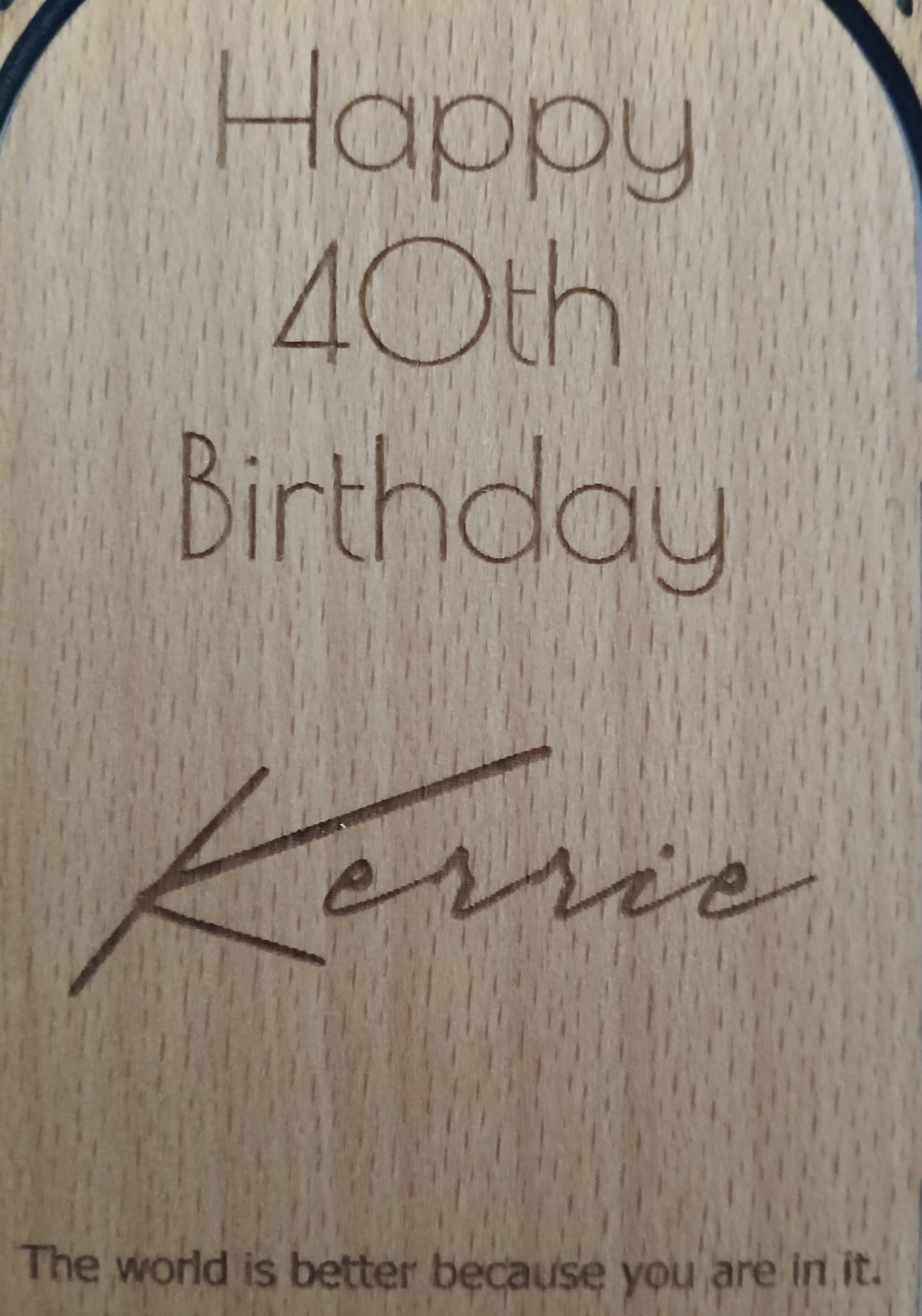 Personalised Steamed Beech Wood Birthday or Celebration Card, Any font and Text.