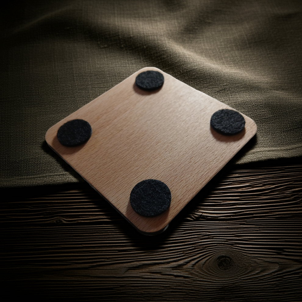 x 4 Personalised engraved Rectangle wood placemats and x 4 drinks coasters set.