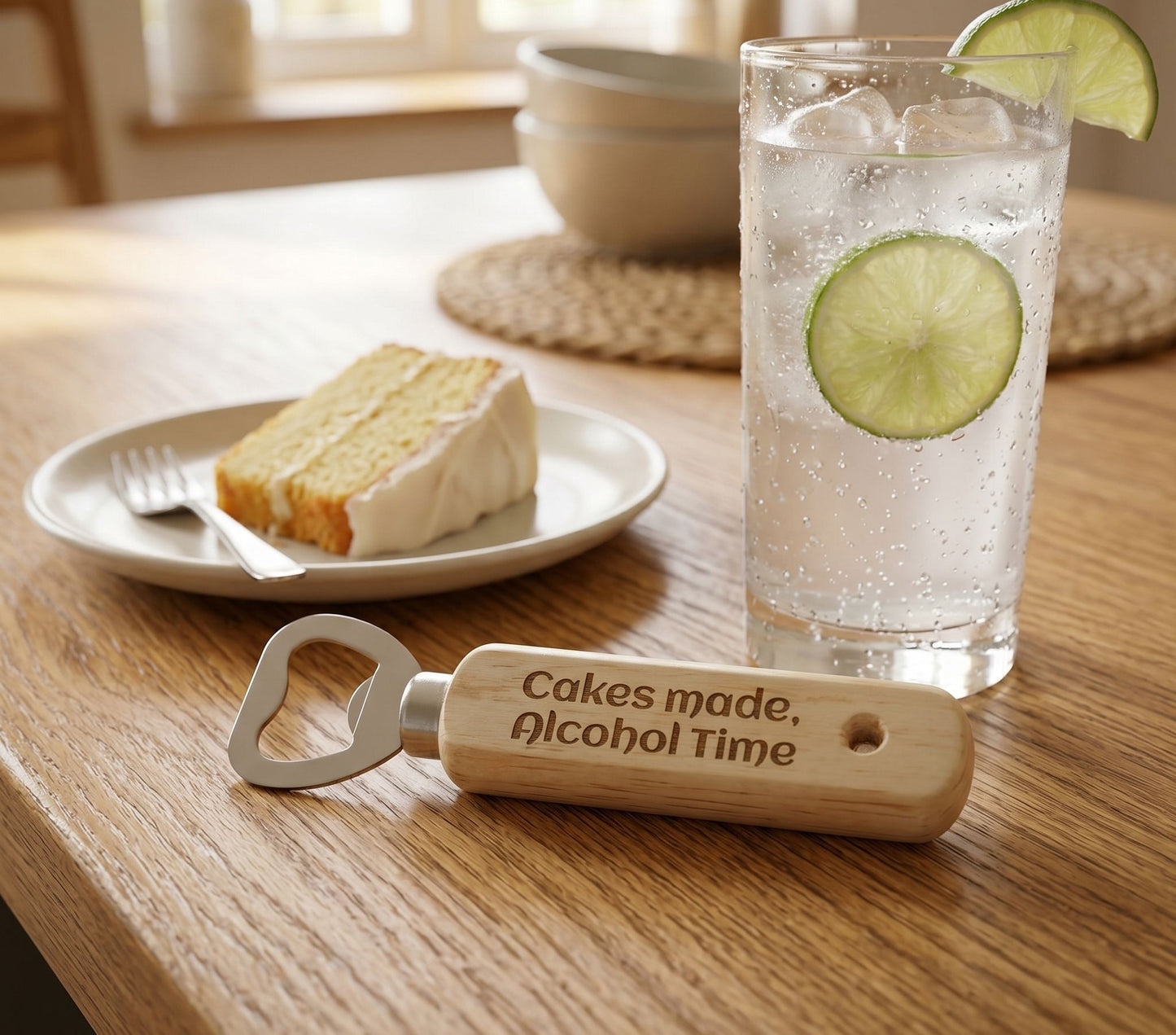 Personalised Wood Handle Bottler Openers. Any font and Text. Total Length: 14cm.