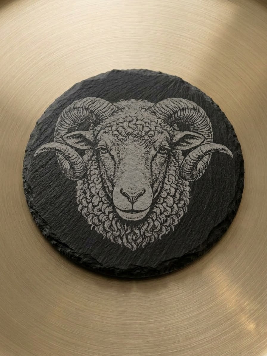 Engraved Natural Slate Animal Fridge Magnets - Set of 3 (Stag, Ram, Highland Cow)