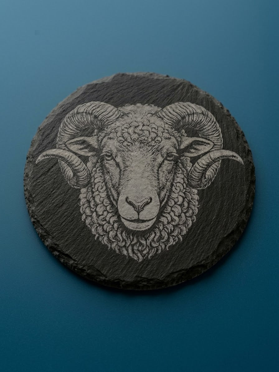 Engraved Natural Slate Animal Fridge Magnets - Set of 3 (Stag, Ram, Highland Cow)