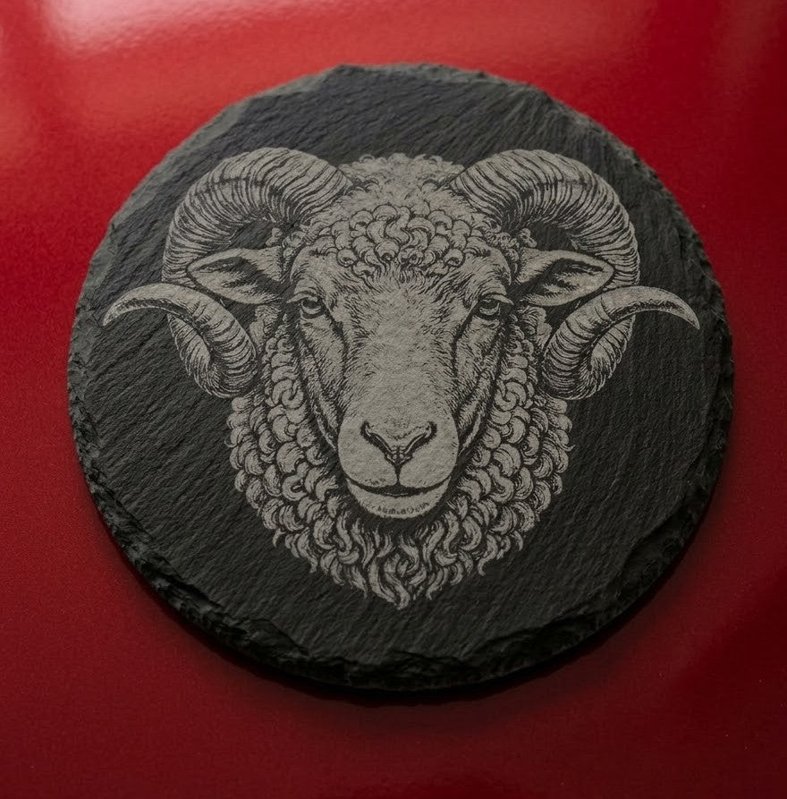Engraved Natural Slate Animal Fridge Magnets - Set of 3 (Stag, Ram, Highland Cow)