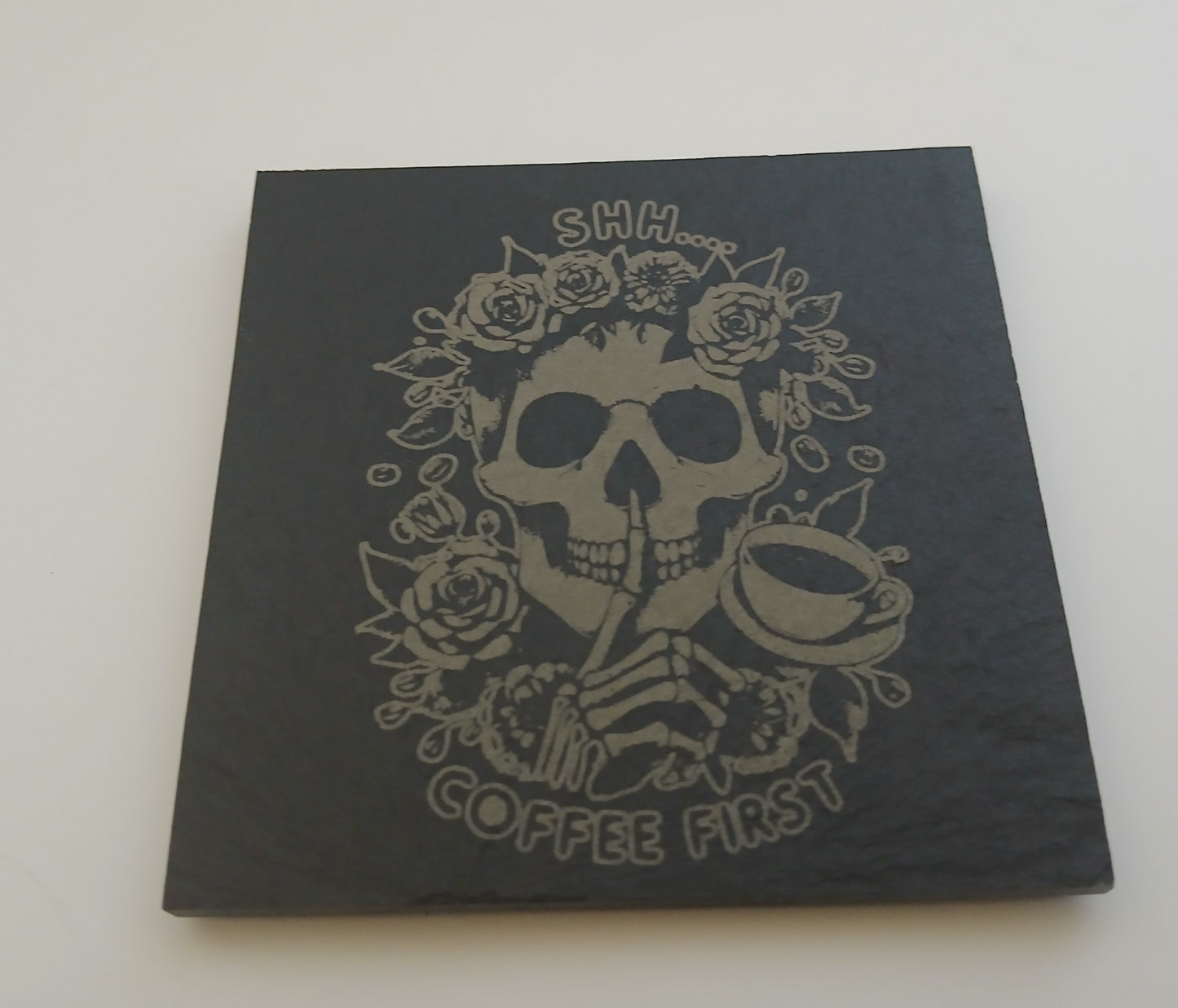 Macabre / Halloween Natural Slate Coasters. ( set of 4 with 2 designs)